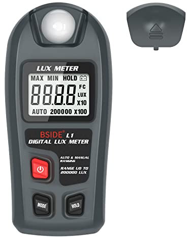 BSIDE L1 Misuratore di Luce Digitale Gamma Automatica 0-200.000 Lux 0-20.000 Fc Luxmetro Portatile con Mantenimento dei Dati Misuratore Lux per Fotografia Piante Giardinaggio Luce Ambientale