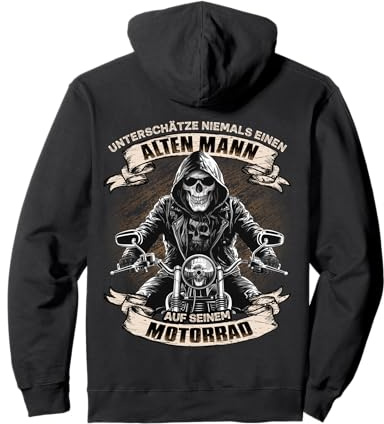 Unterschätze Niemals einen Alten Mann auf einem Motorrad Pullover Hoodie