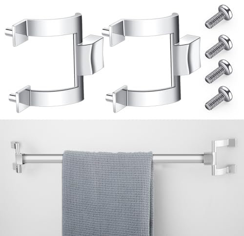Blulu 2 Pcs Shower Door Handle Set, 2 Hole Center, Zinc Alloy Shower Door Handles Replacement with 4 Screws for Shower Doors or Tub Enclosure, Bright Silver