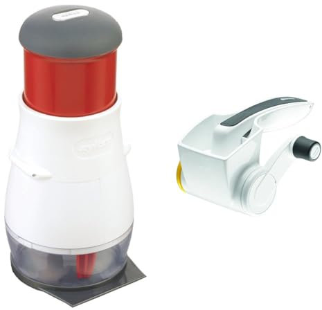 Zyliss E10402 Zick Zick 2 Gemüseschneider, Kunststoff & Classic Käsereibe E900010 mit Edelstahl-Feintrommel für müheloses Reiben von Hartkäse, Schokolade und vielem mehr. Maße: Maß: 16 x 8,5 x 8,5 cm.