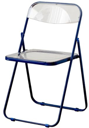 JEKKAH Transparenter Klappstuhl, Acryl-Klappstuhl, for drinnen und draußen, tragbarer stapelbarer kommerzieller Sitz, geeignet for Wohnzimmer, Schlafsaal, Wohnung(Blue)
