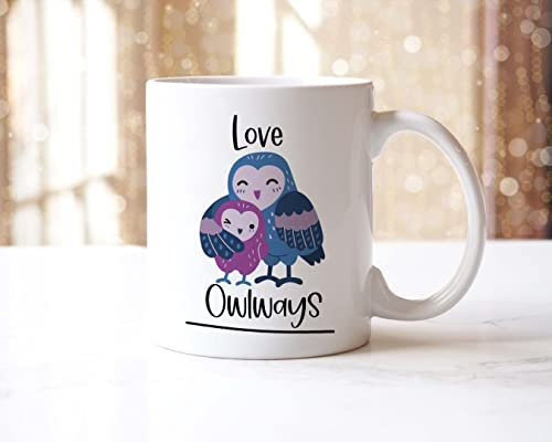 Love Owlways Mug and Coaster Gift Set Novelty Owl Coffee Mug Hot Chocolate Cup
