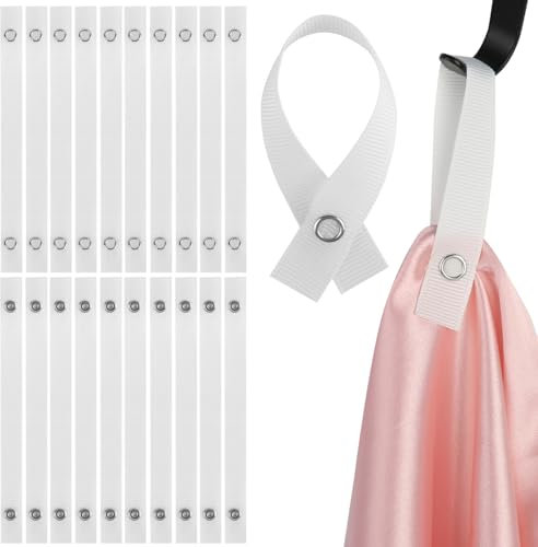 JIANGZHIB Nähfrei Aufhänger für Textilien, 30 Pack 155 * 12 mm Schlaufen, Weiß Mit Druckknopf Verschluss Aufhänger Schlaufen, Aufhänger für Handtücher für Geschirrhandtuch, Bad Handtuch, Lappen