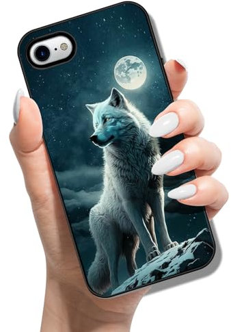 Handyhülle für iPhone 7 Plus 8 Plus Hülle Silikon Muster Motiv für Mädchen Jungen Cover Weich TPU Etui Tasche Cover Bumper Schutzhülle Case - Mond-Wolf