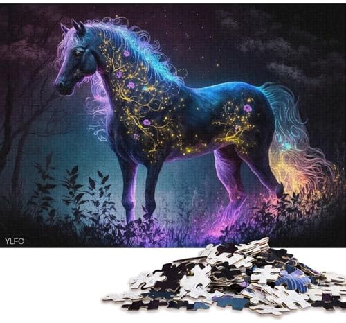 Puzzle für Erwachsene, 1000 Teile, magisches Pferd, Tier-Puzzle für Erwachsene, Kartonpuzzle, tolle Geschenke zu Weihnachten (Größe 38 * 26 cm)