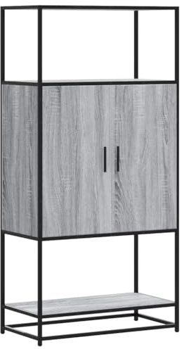 vidaXL Highboard Grau Sonoma 68x35x139 cm Holzwerkstoff und Metall, Beistellschrank, schlanker Lagerschrank, hoher Schrank, Hochschrank