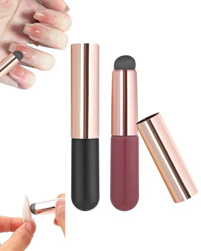 LOZTBUE Confezione da 2 pennelli per unghie in silicone, pennelli per unghie riutilizzabili con set di pennelli per nail art con punta in gelatina per set di pennelli per trucco da donna
