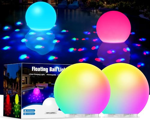 DeeprBlu 2025 Schwimmende Poolbeleuchtung mit Unterwasser Lichtshow, Vielfarbig Poolbeleuchtung Akku, Leuchten Ball LED Pool Lichter, Wasserdicht Whirlpool Beleuchtung, Badewanne Licht für Spa - 2 Stk