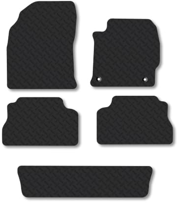 Fits Toyota Prius+ (2012-2020) 5mm Rubber Car Floor Mats | Tailored Fit Carpet Floor Mats non Slip Blue Trim Full Coverage Compatible Accessory Front Rear Anti Slip Granulated Backing