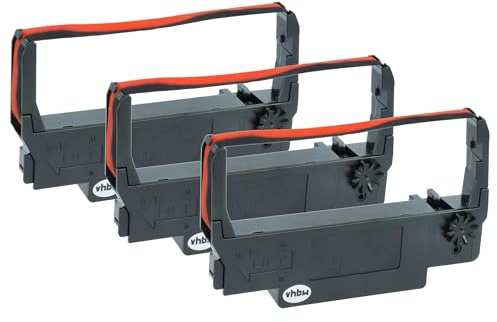 vhbw 3x Farbband Schriftband Ersatz für Epson ERC-38 B/R | ERC-34, ERC-30 für Nadeldrucker, Bondrucker - Schwarz, Rot
