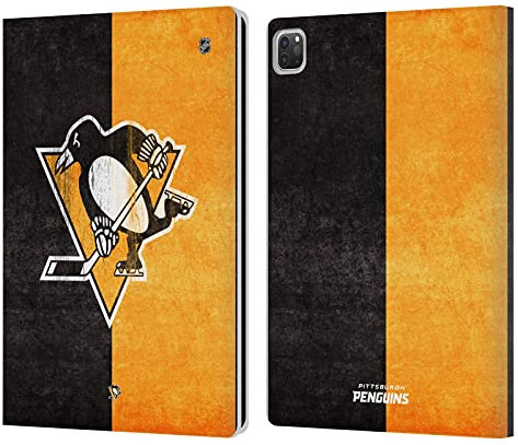 Head Case Designs Licenza Ufficiale NHL Mezzo Afflitto Pittsburgh Penguins Custodia Portafoglio in Pelle Compatibile con Apple iPad PRO 12.9 2020/2021/2022