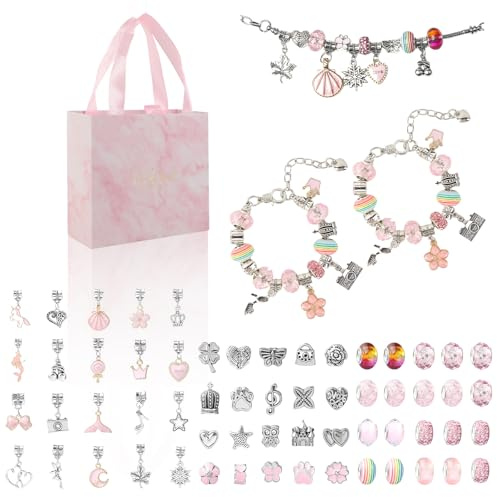 Schmuck basteln mädchen, Armband basteln mädchen, Charm adventskalender | Schmuck selber machen set kinder, Geschenk für Mädchen im Alter von 5, 6, 7, 8, 9, 10, 11 und 12 Jahren