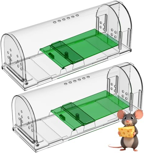 DTXDTech Mausefalle Lebend 2er-Set, Tierfreundlich ohne Schaden Rattenfalle, lebendfalle mäus leicht zu reinigen & einfache Anwendung, Schädlingsfalle Wiederverwendbar (2, Grün)