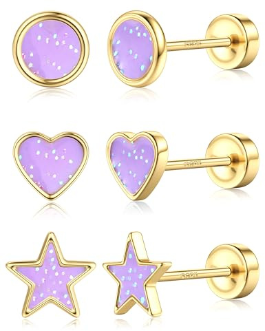 Dochais Ohrsteckerstift 925er Sterlingsilber Ohrringe Für Mädchen Damen | 16K vergoldet Ohrringe Goldfarben Wasserfest Geschenke Mädchen Knorpel Tragus Ohrstecker Ohr Piercing