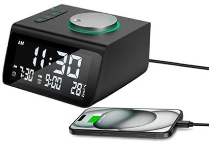 New Radio Alarm clock for bedside/bedroom with phone USB charging, mains and battery powered