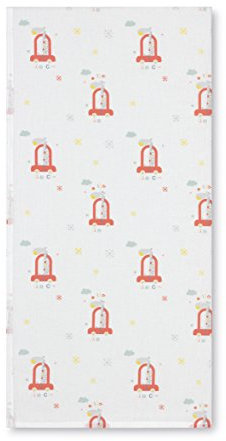 Pirulos 56012515 - Pack 4 muselinas, 120 x 120 diseño big car, color blanco y rojo
