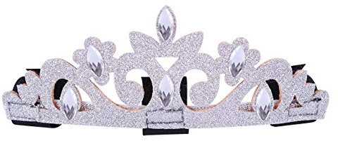 QHP Kronen Aufsatz für Stirnriemen mit Glitzer und Strasssteinen (Silber)
