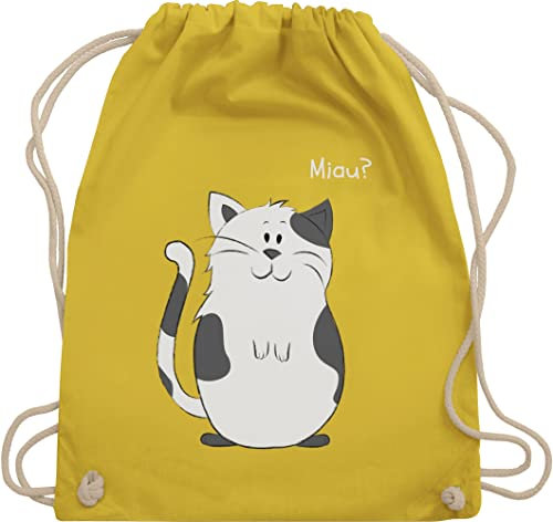 Turnbeutel Rucksack - Tiermotiv Animal Print - lustige Katze - Unisize - Gelb - sportbeutel tiere kinderrucksack tier tiermotive cat beutel kinder tiermotiven meow stoffrucksack tasche animals