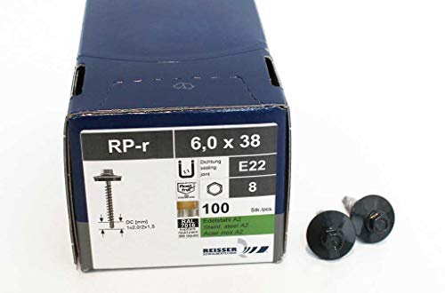 Schrauben, Bohrschrauben für Trapezblech/Sandwichpaneele 6,0x38mm (RAL 7016), Reisser Schraubentechnik