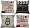 Freeas Kissenbezug 45 x 45 cm, Baumwolle Leinen Kino Film Kissenhülle Taille Wurf Kopfkissenbezug für Zuhause und Sofa, Schlafzimmer, 4 Stück