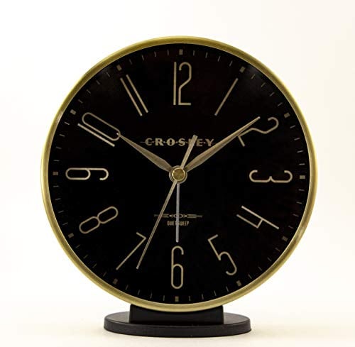 Timelink Crosley Moderner Art-Deco-Wecker für Büro und Schreibtisch, goldfarben/Schwarz
