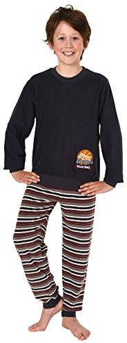 Great Boy Toller Jungen Frottee Pyjama Langarm mit Bündchen und Cooler Stickerei - 291 501 13 577, Farbe:anthrazit, Größe:134/140