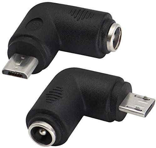 AAOTOKK 90 Degrés DC5.5x2.1mm vers Micro USB 5V DC Connecteur de Charge d'alimentation pour Téléphone Portable,Tablette, MP3 et Appareil Micro USB(2Pack-Micro)