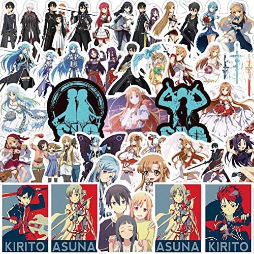 ALTcompluser 50 stk Anime SAO Stickers Sword Art Online Wasserdicht Vinyl Aufkleber für Laptop, Macbook, Gepäck, Skateboard