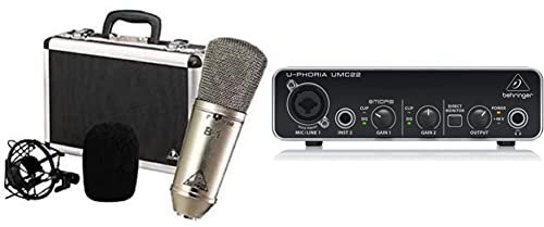 Behringer B-1 & U-Phoria Umc22 Interfaccia Audio Usb 2X2 Audiophile Con Preamplificatore Microfonico Midas, Nero