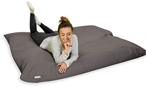 Royal Schneider Sitzsack mit Füllung Sitzkissen Beanbag Indoor Outdoor XL- XXL Sessel für Kinder, 100x70cm, Dunkelgrau - 300-41