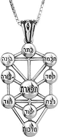 Pendentif Kabbale Ten Sefirot Argent 925 Amulette Talisman Arbre de Vie, Argent sterling, Pas de gemme