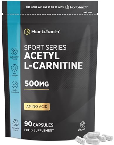 Acetyl L-Carnitine 500mg | 90 Vegan Capsules | High Strength ALCAR Supplement | Amino Acid | By Horbaach