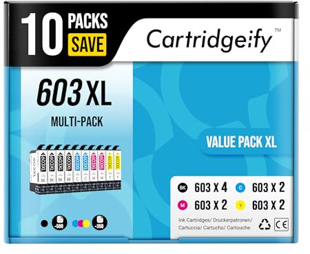 Cartridgeify 603XL Druckerpatronen Kompatibel mit Epson 603 XL Patronen Multipack, für Expression Home XP-2100 XP-2105 XP-3100 XP-3105 XP-4100 XP-4105, Workforce WF-2810 WF-2830 WF-2835 WF-2850