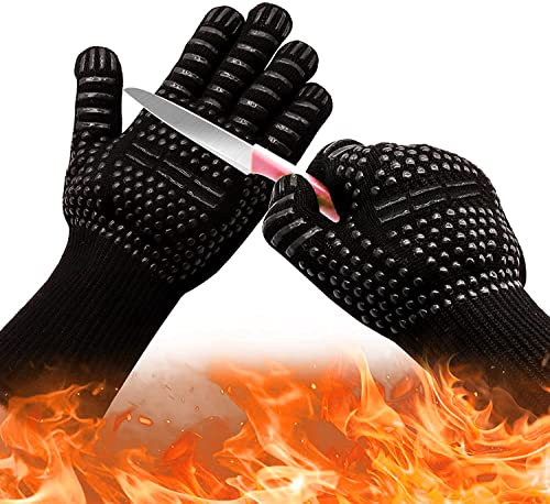 Gants de Barbecue Ignifuges Anti-Brûlure Résistants aux Hautes Températures et aux Coupures - Pour Griller, Cuisine Sans Danger
