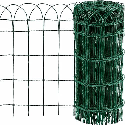 Green PVC Coated Garden Border Fence Lawn Path Edging Wire Mesh Decorative Fence (40cm 10m)