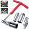 Red T-Handle Stainless Steel Silicone Spark Plug Removal Wrench Tool - 16mm and 21mm Flexible Spanner Spark Plug Wrench for Fastening and Demolition