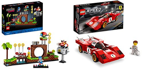 LEGO Ideas 21331 Sonic The Hedgehog – Green Hill Zone Set mit Dr. Eggmann & 76906 Speed Champions 1970 Ferrari 512 M Bausatz für Modellauto, Spielzeug-Auto, Rennwagen für Kinder, 2022 Kollektion