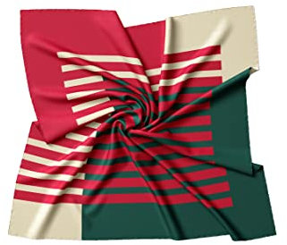 PB Pietro Baldini Halstuch Damen modernes Design Seidenähnlich Bandana in Twill - 60 x 60 cm - Rot grün Beige