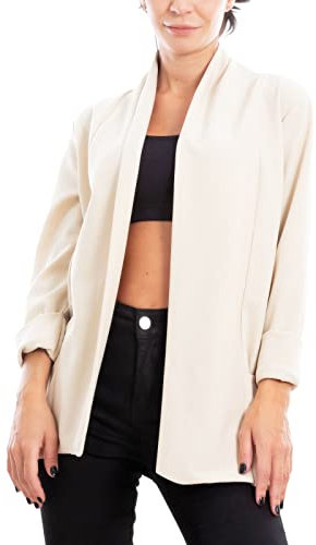 Toocool - Blazer Donna Giacca Elegante Casual Basic Monopetto Primavera VI-80021 [Taglia Unica,Beige]