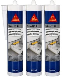SIKA Lot de 3 mastics Silicone Universel Sikasil-P Marine - Transparent - 300ml
