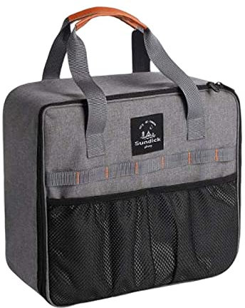 MagiDeal Gas Tank Storage Bag Camping Carry Bag Net Pocket with PU Handle Gas Canister Bag Grill Carrying Bag for Road Trip Party Camping