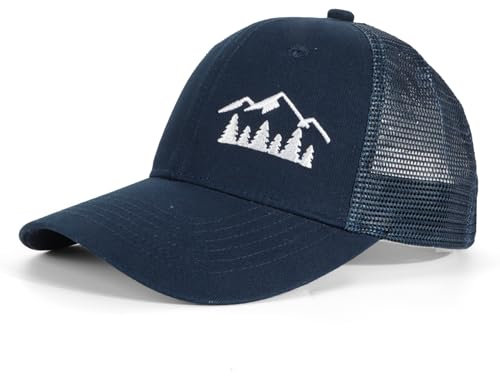 Eoslya Cappellino da camionista da uomo, con ricamo posteriore in rete, regolabile, traspirante, cappello da baseball con visiera casual all'aperto, Marina Militare, Taglia unica