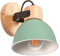 iDEGU Wandleuchte Innen Vintage Wandlampe aus Holz und Eisen Industrie Design Lampe Retro Wandstrahler Verstellbare Deckenleuchte Wandspot Wohnzimmer Schlafzimmer Küche (Grün)