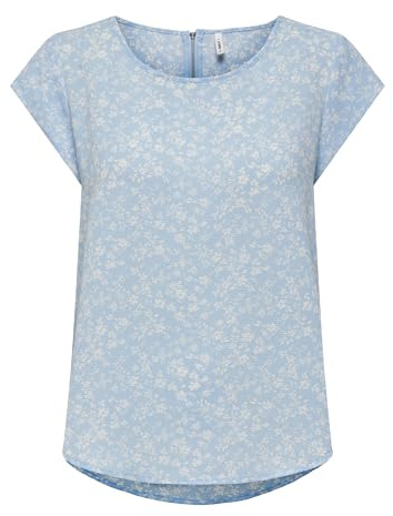 ONLY Damen Onlvic S/S AOP Top Noos Ptm, Clear Sky/AOP:Emma Mono Flower, 36