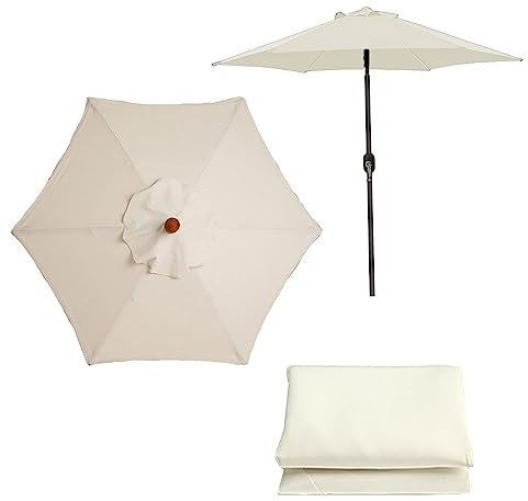 SJASD Toile De Rechange pour Parasol, 3m 6 Baleines Ronde Toile De Parasol De Remplacement,Imperméable Anti-Ultraviolet Tissu de Rechange pour Parasol de Jardin(auvent Uniquement)