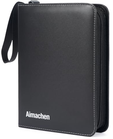 Aimachen Sammelkarten Album, 50 Seiten, 900 Karten Kapazität, Schwarz, 7cm x 9cm, PU-Leder