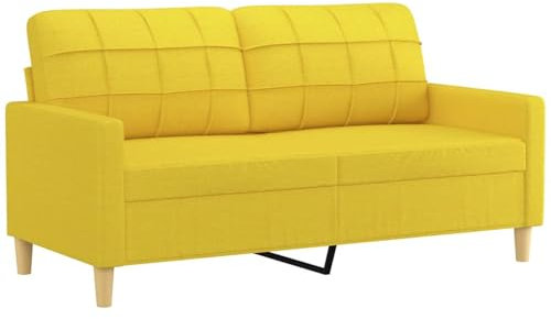 Tidyard 2-Sitzer-Sofa 2er Gästesofa Gästebett Sofabett mit Armlehne Polstersofa Schlafsofa Bettsofa Schlafcouch Bettcouch Stoffsofa 158 x 77 x 80 cm (B x T x H) Stoff Metall, Textilene Hellgelb