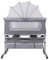 Zustellbett 3in1 Baby Beistellbett Reisebett Babybett mit weich Matratze, mit Rollen Kinderbett, Höhenverstellbar, Stubenwagen Babybett Tragbares mit Aufbewahrungskorb (92*58*70-87cm, Grau weiß)