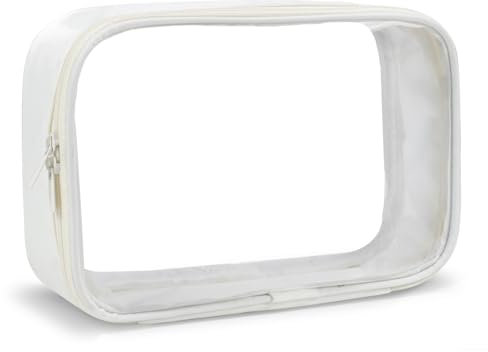 Moyad Trousse Toilette Transparente Sac Cosmétiques Étanche Pochette de Rangement, Idéal pour Avion Voyage Bureau Dortoir, Taille S & 1 Pcs Beige