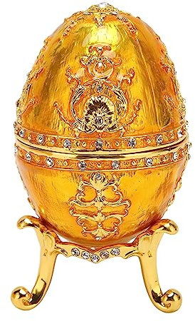 Garsent Eier-Schmuckkästchen Im Vintage-Fabergé-Stil – Einzigartige Handbemalte Emaillierte Schmuckschatulle, Sammlerstück in Limitierter Auflage, Eiförmige Schmuckschatulle, Gold